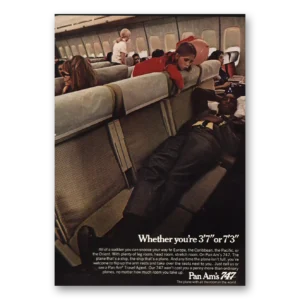 1970 Pan Am Print Ad | Whether You're 3 7 Or 7 3