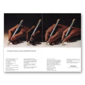 1970 Parker 75 Pen Print Ad | Because No Hand Is Quite Like Next One