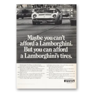 1970 Pirelli Tires Print Ad | Afford Lamborghini