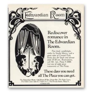 1970 Plaza Edwardian Room Print Ad | Rediscover Romance