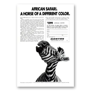 1970 Qantas Airlines Print Ad | African Safari