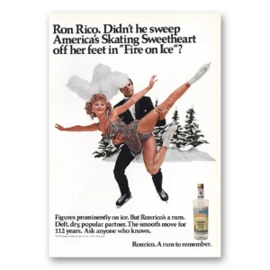 1970 Ronrico Rum Print Ad | Skating Sweetheart