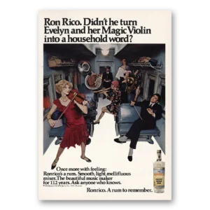 1970 Ronrico Rum Print Ad | Evelyn Magic Violin