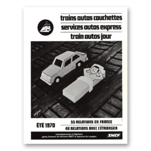 1970 SNCF Print Ad | Auto Couchettes