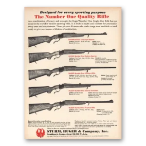 1970 Sturm Ruger Rifles Print Ad | Quality Rifle