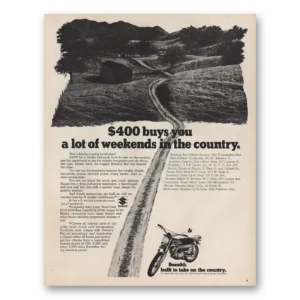 1970 Suzuki Motorcycles Print Ad | Lot Weekends