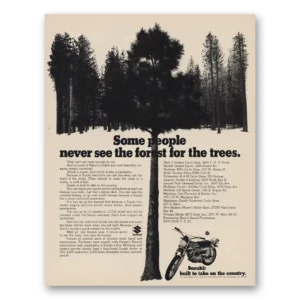 1970 Suzuki Motorcycles Print Ad | See Forest