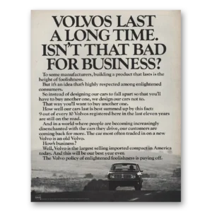1970 Volvo Print Ad | Last Long Time