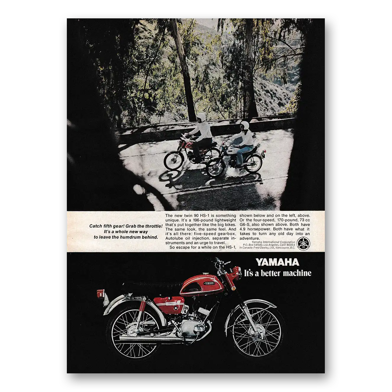 1970 Yamaha Motorcycles Print Ad | Catch Fifth Gear
