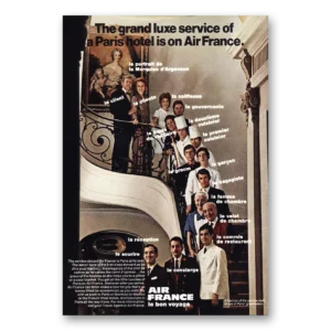 1971 Air France Print Ad | Grand Luxe Service Paris Hotel