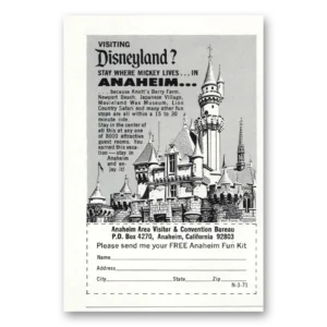 1971 Anaheim California Print Ad | Disneyland