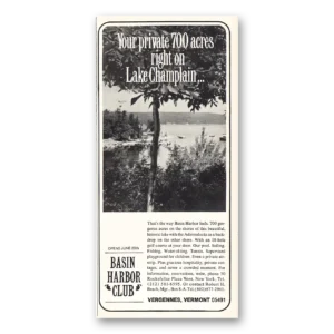 1971 Basin Harbor Club Print Ad | Lake Champlain