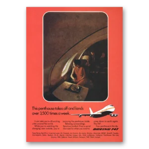 1971 Boeing 747 Print Ad | Pentthouse Takes Off Lands