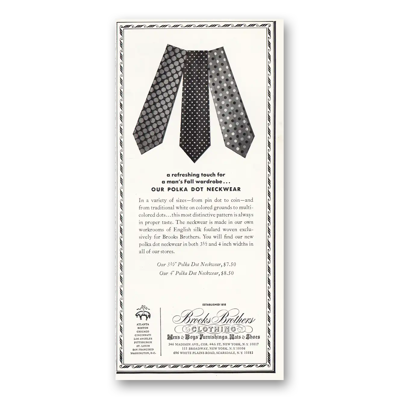 1971 Brooks Brothers Print Ad | Polka Dot Neckwear