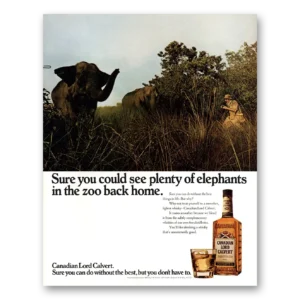 1971 Lord Calvert Canadian Print Ad | Elephants Zoo