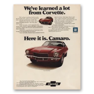 1971 Chevrolet Camaro Print Ad | Corvette
