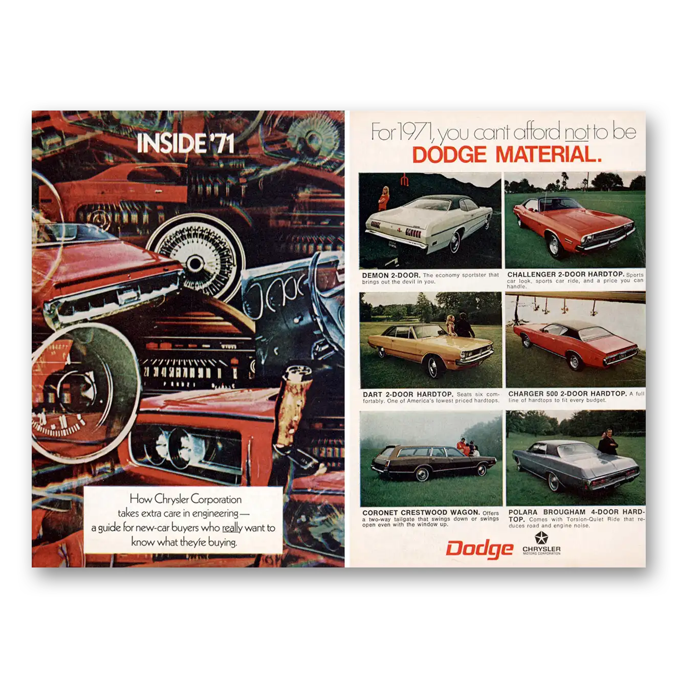 1970 Dodge Print Ad | Extra Care