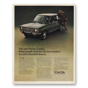 1971 Toyota Corolla Print Ad | Left Rear Window