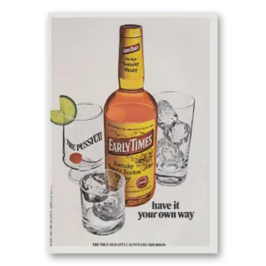 1971 Early Times Whisky Print Ad | Pussycat