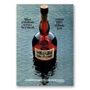 1971 Grand Marnier Print Ad | Afterwoman Serves Her Meal