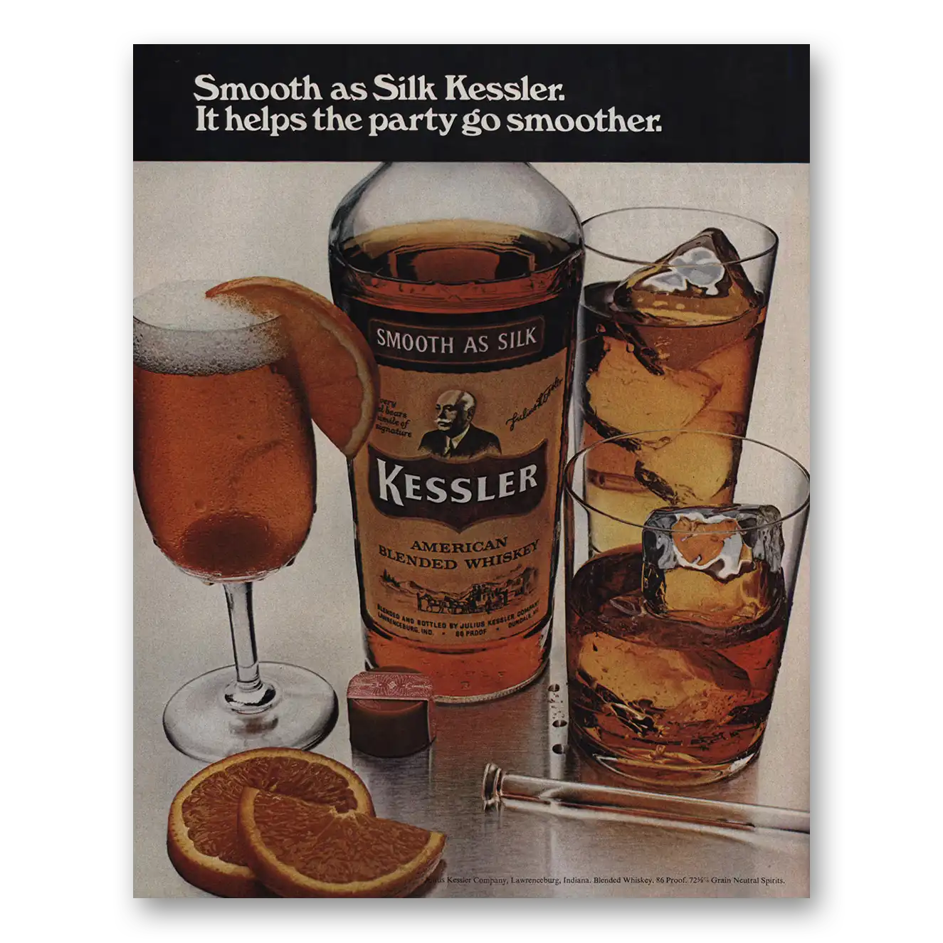 1971 Kessler Whiskey Print Ad | Smooth As Silk