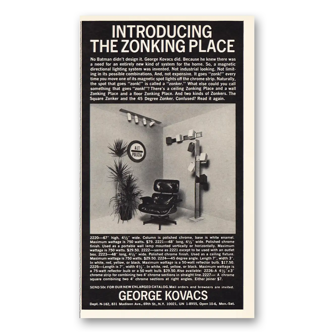 1971 George Kovacs Print Ad | Zonking Place