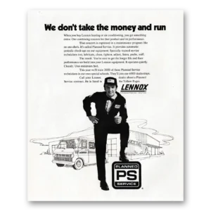 1971 Lennox Planned Service Print Ad | Take Money Run