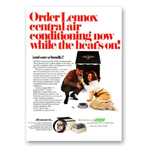 1971 Lennox Central Air Conditioning Print Ad | While Heats On