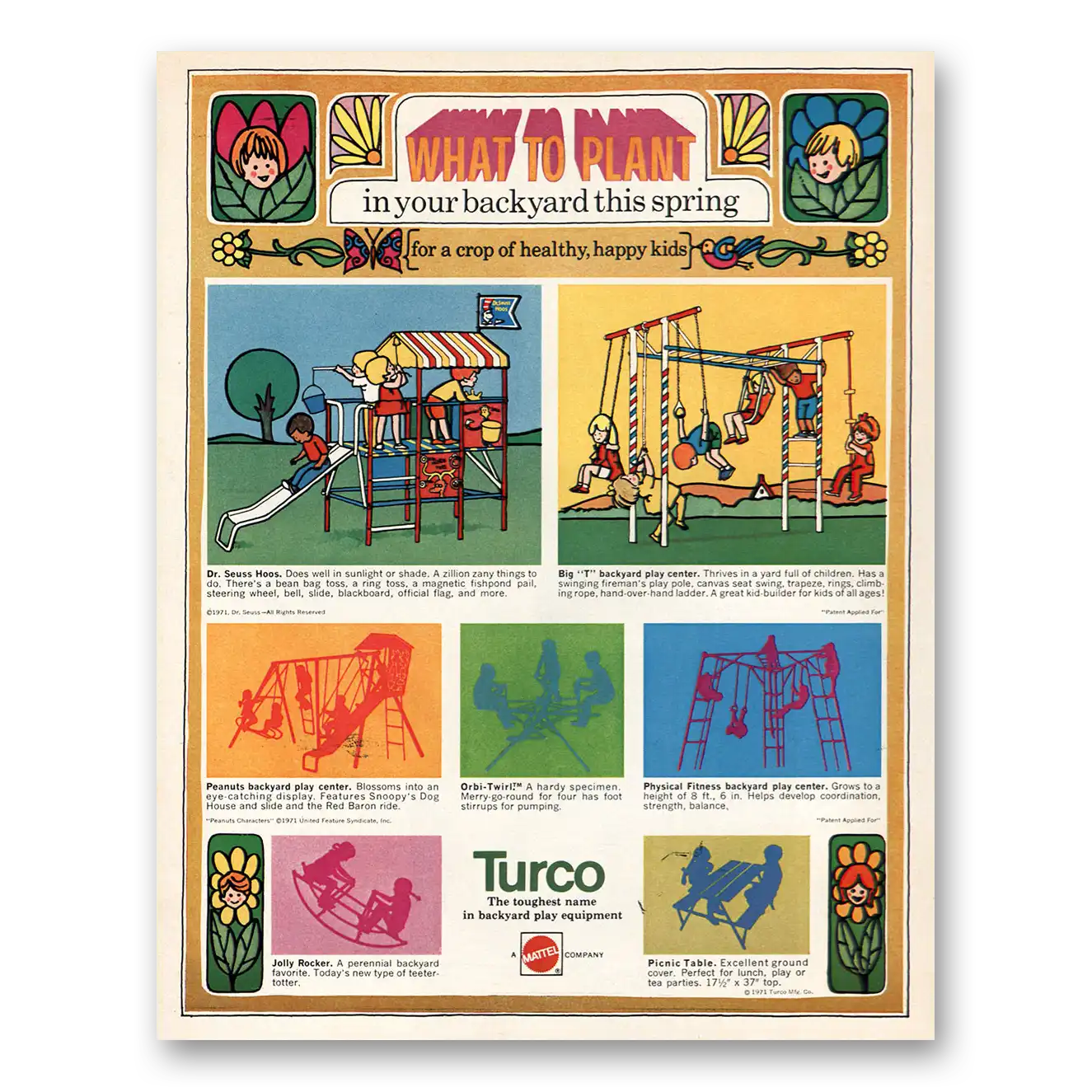 1971 Turco Backyard Play Equipment Print Ad | What To Plant