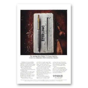 1971 Parker 75 Pen Print Ad | Sterling Silver