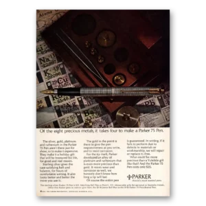 1971 Parker 75 Pen Print Ad | Precious Metals