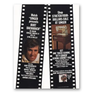 1971 Singer Sewing Machine Print Ad | Burt Bacharach