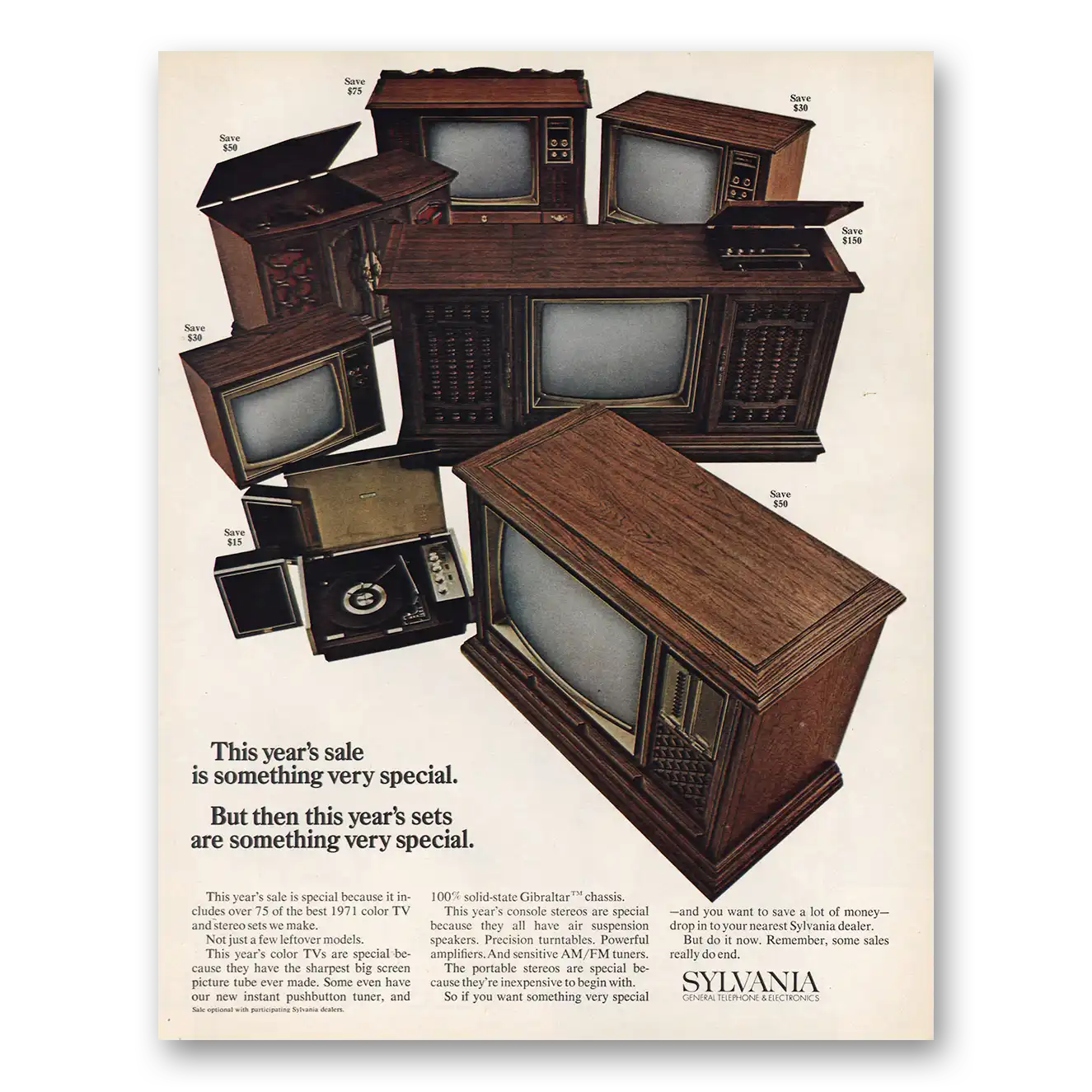 1971 Sylvania Televisions Print Ad | Years Sale
