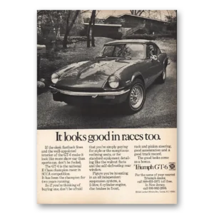 1971 Triumph Print Ad | Looks Good In Races Too