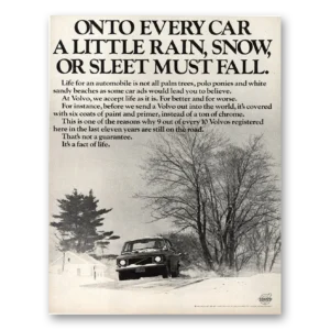 1971 Volvo Print Ad | Rain Snow Sleet