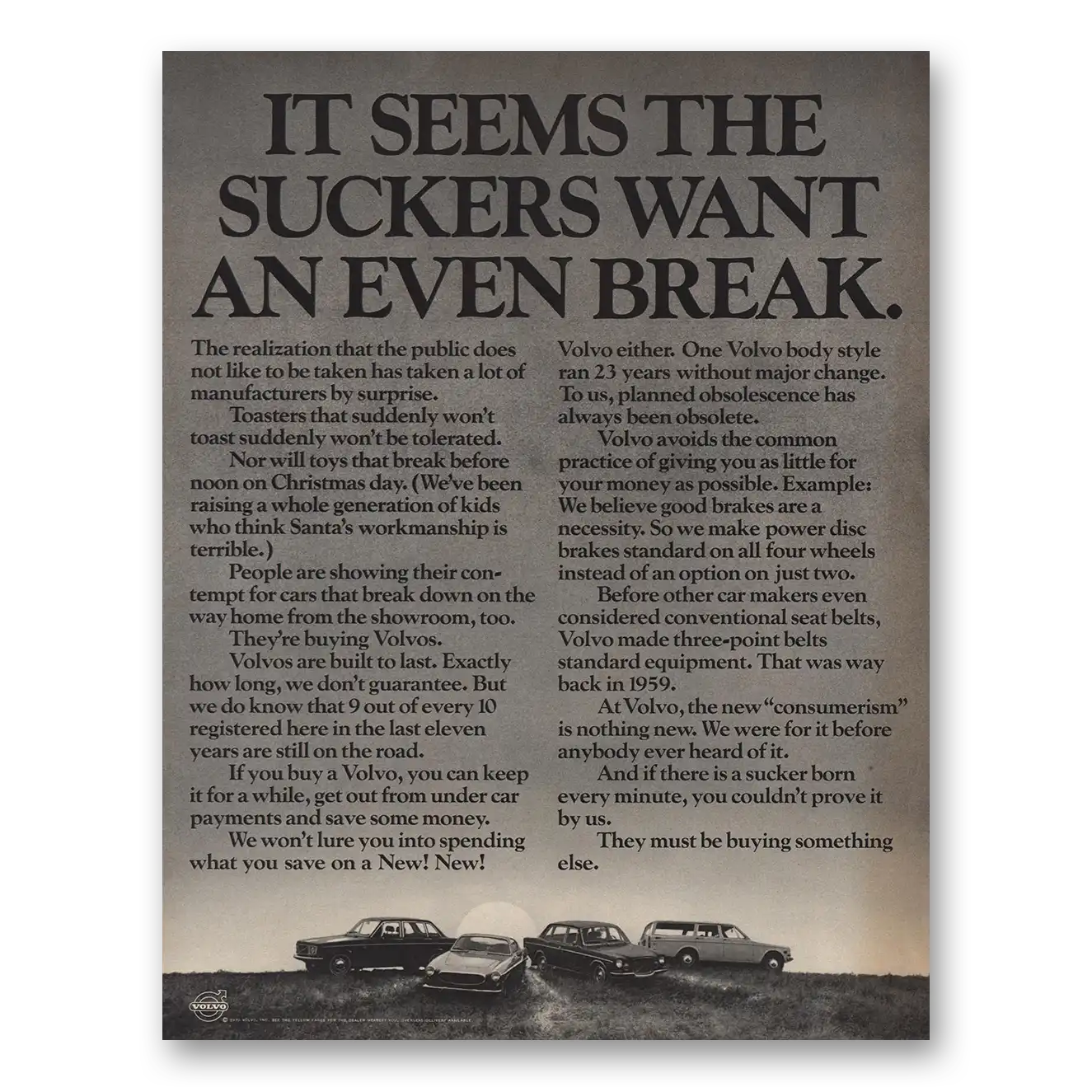 1970 Volvo Print Ad | Suckers