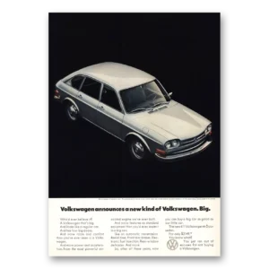 1971 Volkswagen 411 Sedan Print Ad | Four Door Sedan New Kind Big