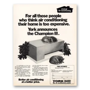 1971 York Air Conditioning Print Ad | Champion Iii
