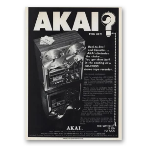 1972 Akai Stereo Tape Deck Print Ad | Reel To Reel Cassette