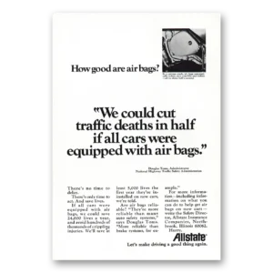 1972 Allstate Insurance Print Ad | Air Bags Traffic Deaths