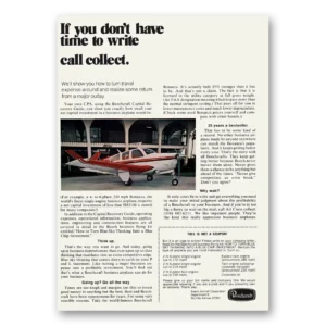 1972 Beechcraft Print Ad | Call Collect
