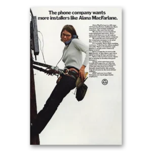 1972 Bell Telephone Print Ad | Line Installer Alana Macfarlane