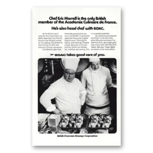 1972 British Airways BOAC Print Ad | Chef Eric Morrell