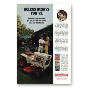 1972 Bolens Husky Tractor Print Ad | Off Lawn