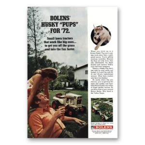 1972 Bolens Husky Tractor Print Ad | Small Lawn Tractors