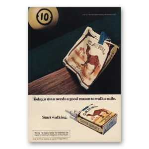 1972 Camel Cigarettes Print Ad | Man Needs Good Reason Walk Mile