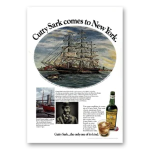 1972 Cutty Sark Print Ad | New York Harbor
