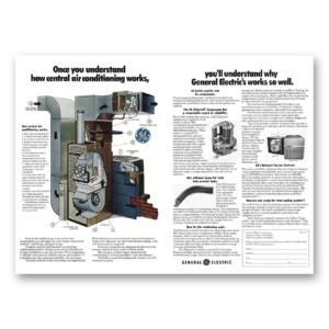 1972 General Electric Air Conditioner Print Ad | How Central Air Works