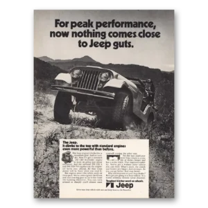 1972 Jeep Print Ad | Peak Performance Nothing Comes Close Jeep Guts
