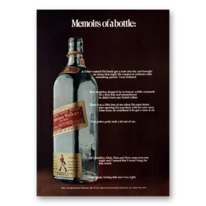 1972 Johnnie Walker Red Label Print Ad | Memoirs Bottle